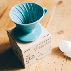 hario v60-02 ceramic dripper - turquoise green pour-over