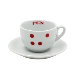 Ecs Dots Cappuccino Cup With Saucer, Set Of 6