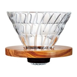 Hario V60 Glass Dripper 02, Olive Wood Holder | Buy Now