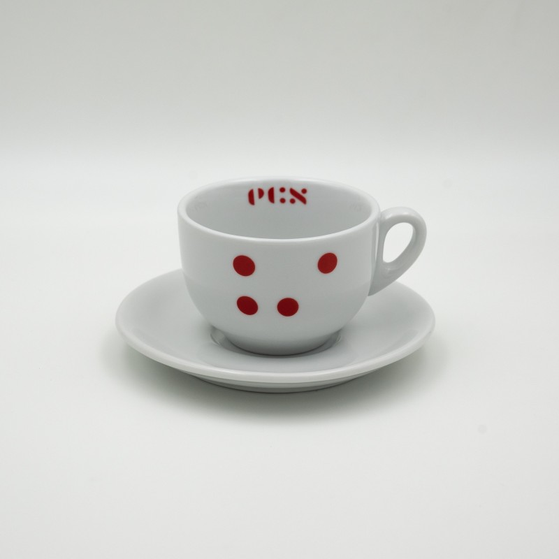 ecs cappuccino cup "dots" with saucer - set of 6