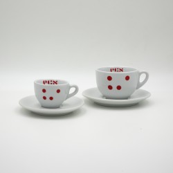 ecs cappuccino cup "dots" with saucer - set of 6
